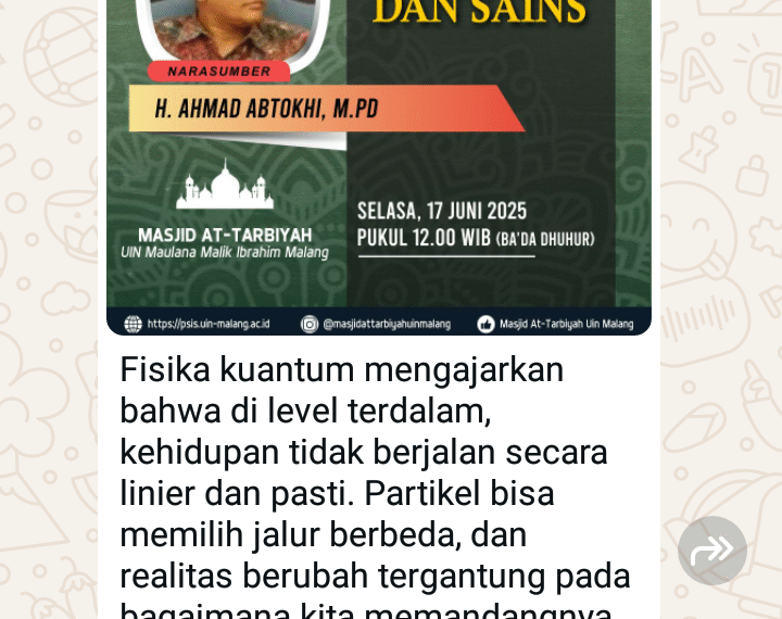 SEKALI LAGI TENTANG KEMUNGKINAN INTEGRASI AGAMA DAN SAINS